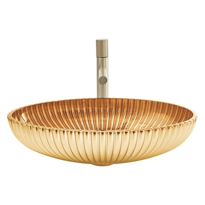 Ciotola ovale del bacino del lavandino del bagno di colore dell'oro di Crystal Glass Vessel Basins In 24K di forma