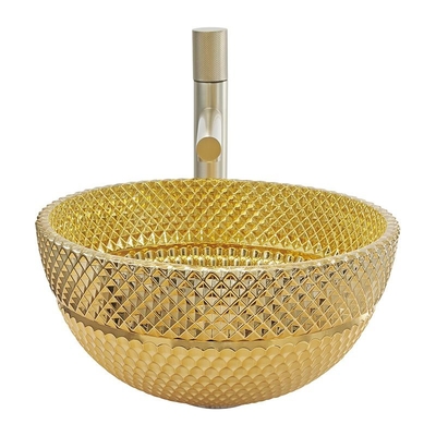 il bagno di colore dell'oro del lavabo di vetro del foro di scolo di 45mm 18K affonda per l'hotel domestico