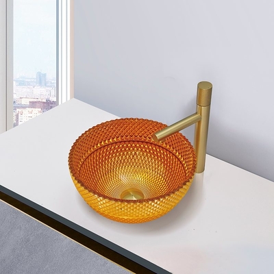 Il bagno di vetro rotondo di colore dell'oro del lavabo 24K affonda facile mantiene