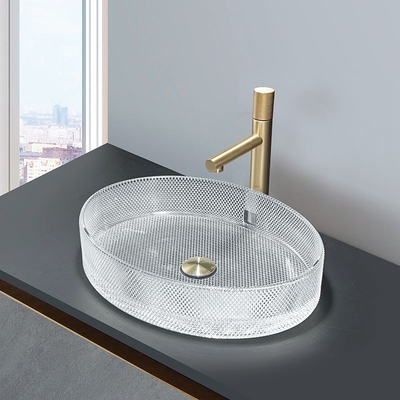 Bacini di vetro ovali Crystal Clear Sink Oval Shaped della nave di stile europeo