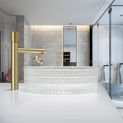 bacini di vetro Crystal Clear Sink No Leakage della nave di spessore di 12mm