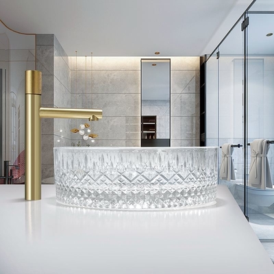 Lavandini trasparenti del controsoffitto del prisma di Crystal Glass Vessel Basins Ice