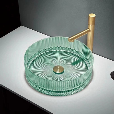Crystal Glass Wash Basin Cylindrical variopinto modella la ciotola del bacino del controsoffitto