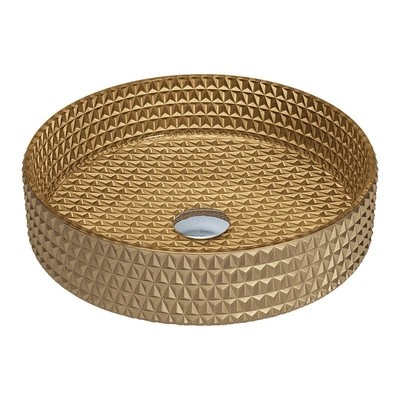 45mm Crystal Glass Wash Basin Gold colorano il lavandino cilindrico di vanità del bagno di forma