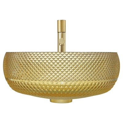 Lavandino di vanità del bagno di colore di Crystal Glass Vessel Basins Yellow di progettazione dell'Italia