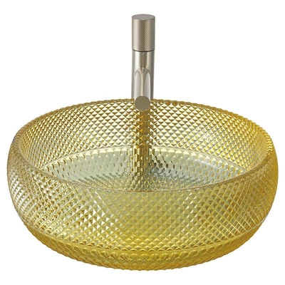 Lavandino di vanità del bagno di colore di Crystal Glass Vessel Basins Yellow di progettazione dell'Italia