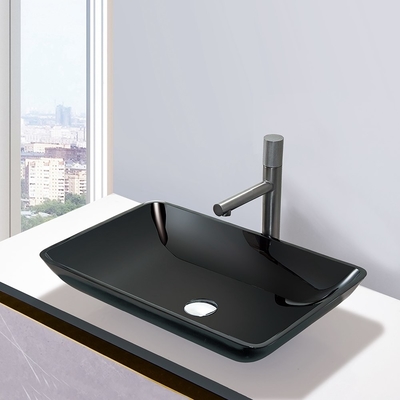Alti lavabi lucidi del bagno Crystal Stone Glass Vessel Sinks nero