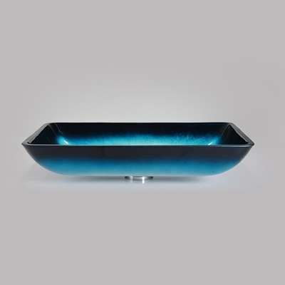 Solido rettangolare temperato blu del piano d'appoggio della ciotola di vetro dei lavabi del bagno di pendenza