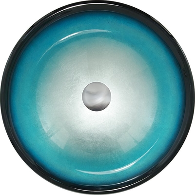 Pulito facile del lavandino della ciotola rotonda blu nera di vetro temperato bagno del lavabo