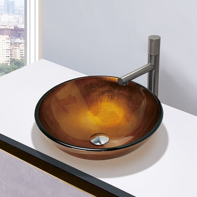 420mm hanno temperato i lavabi di vetro del controsoffitto del bagno dell'oro della stagnola del lavandino