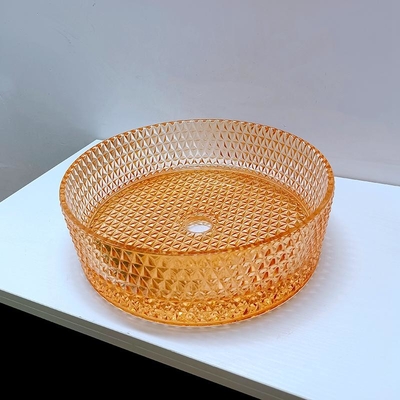 Lavabo arancio del piano d'appoggio di colore di Diamond Shape Crystal Vessel Sink