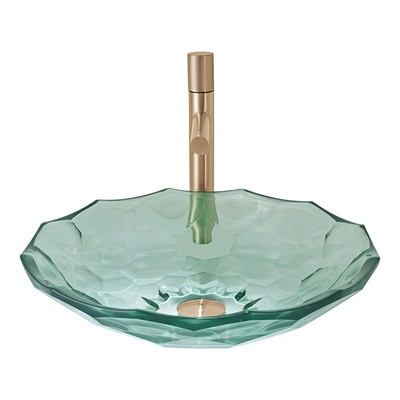 Il colore verde chiaro Crystal Glass Wash Basin Football modella la ciotola del bacino del controsoffitto