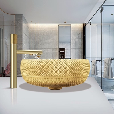 lavandini del controsoffitto di colore dell'oro del lavabo di vetro del foro di scolo di 45mm 18K per il ristorante