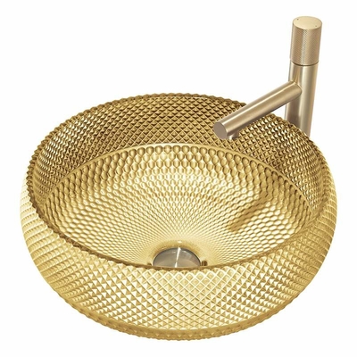 lavandini del controsoffitto di colore dell'oro del lavabo di vetro del foro di scolo di 45mm 18K per il ristorante