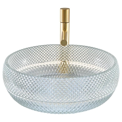 spessore Crystal Clear Glass Vessel Basins di 12mm per l'ufficio Art Deco Round Shape