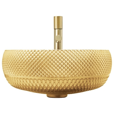 Colore di vetro dell'oro di Crystal Bath Wash Sinks In 18K dei bacini della nave del rivestimento elettrolitico