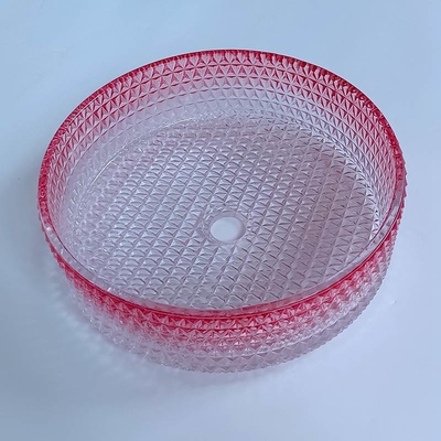 Ciotola di vetro rossa del bacino di pendenza moderna che fonde sotto pressione Crystal Bathroom Vanity Sink