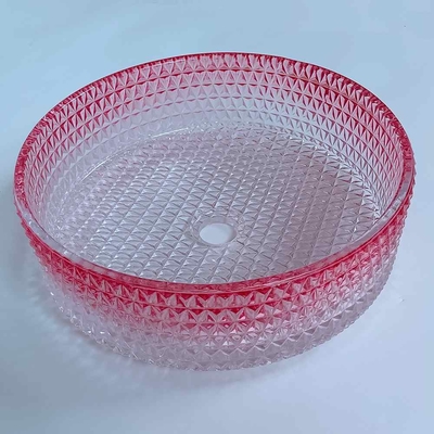 Ciotola di vetro rossa del bacino di pendenza moderna che fonde sotto pressione Crystal Bathroom Vanity Sink