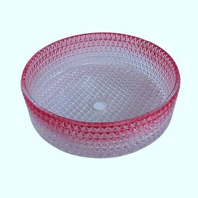 Ciotola di vetro rossa del bacino di pendenza moderna che fonde sotto pressione Crystal Bathroom Vanity Sink