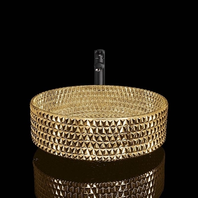ricoprire di Crystal Glass Wash Basin Electroplated dell'oro 24K facile pulisce