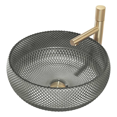 Lavandino scuro del lavaggio di vanità di Grey Crystal Glass Vessel Sinks Bathroom sopra il contatore