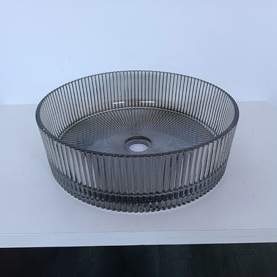 Bande di verticale cilindriche di Gray Color Glass Wash Basin che fondono sotto pressione i lavandini del bacino del bagno
