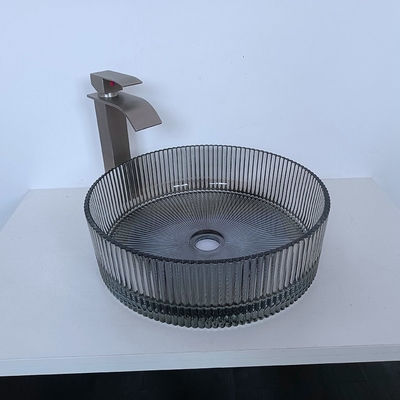 Bande di verticale cilindriche di Gray Color Glass Wash Basin che fondono sotto pressione i lavandini del bacino del bagno