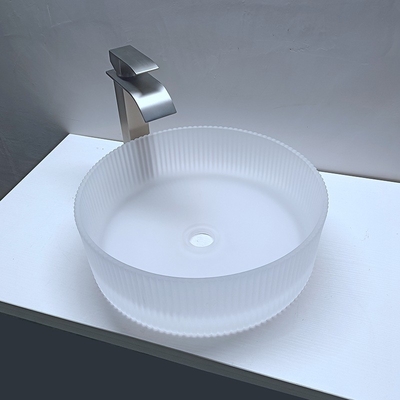 Bande opache acide di Crystal Glass Wash Basin Vertical che fondono sotto pressione i lavandini del bagno del controsoffitto
