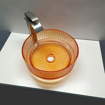 Lavandino del bagno del controsoffitto della nave di Crystal Glass Wash Basin Decorated di colore di Oranger