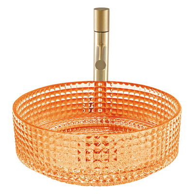 Lavandino del bagno del controsoffitto della nave di Crystal Glass Wash Basin Decorated di colore di Oranger