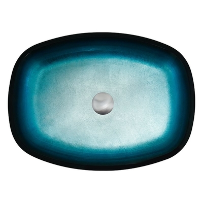 Il blu di vetro di pendenza ha temperato i lavabi che del bagno il melone modella il controsoffitto del piano d'appoggio montato