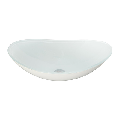 Lavabo bianco lucido temperato a forma di del lavandino di vetro della barca l'alto graffia resistente