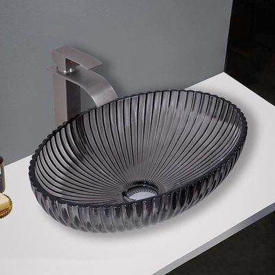 Lavandini per vasi in vetro nero trasparente con scarico pop-up Lavandino da bagno da 1,77 pollici