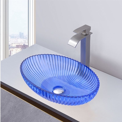 Lavabo in vetro alla moda con 1 foro 12 mm di spessore lavelli da bagno verniciati trasparenti