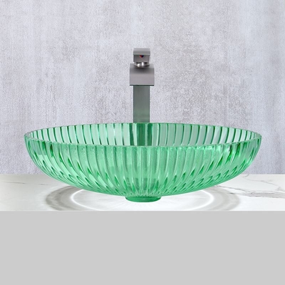 Lavandino del gabinetto dei bacini del vaso di vetro verde trasparente per la decorazione del bagno