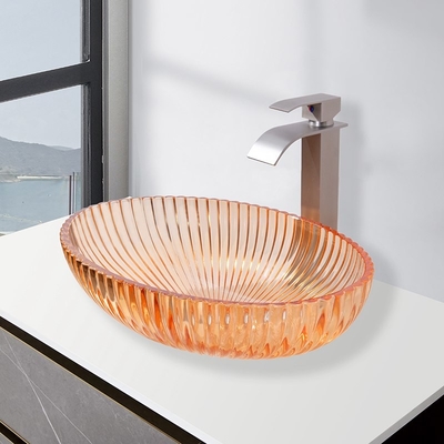 Unici bacini per vasi in vetro verniciato trasparente Lavandino da bagno con scarico da 1,77 pollici