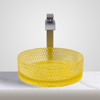 Lavabo Bagno Moderno Cilindrico Lavabo Mobiletto Bagno Lavelli Colore Giallo Trasparente