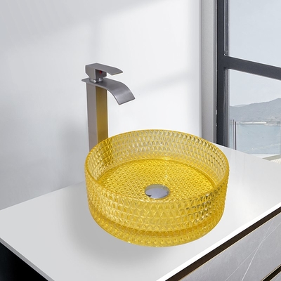 Lavabo Bagno Moderno Cilindrico Lavabo Mobiletto Bagno Lavelli Colore Giallo Trasparente