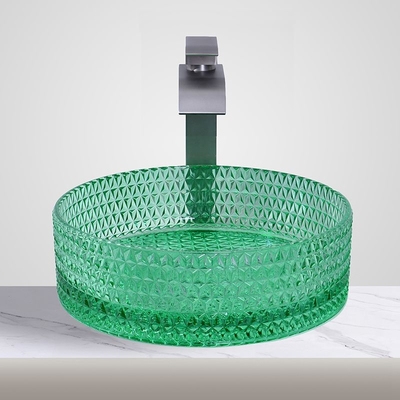 Lavabo moderno in vetro a 1 foro con contenitore per lavabo da bagno