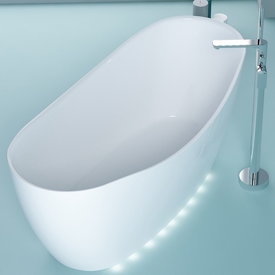 Vasca da bagno moderna bianca in posizione libera con sistema di scarico centrale colore personalizzato