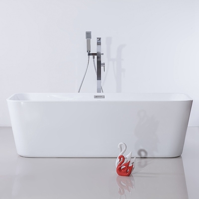 Elegante Bagno di immersione rettangolare Acrilico a piedi liberi con rifiuti di vasca inclusi