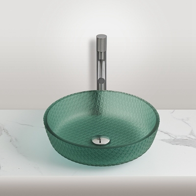Matt Green Bagno vaschette con rubinetto senza sovrafflusso Vanità lavandini da tavolo