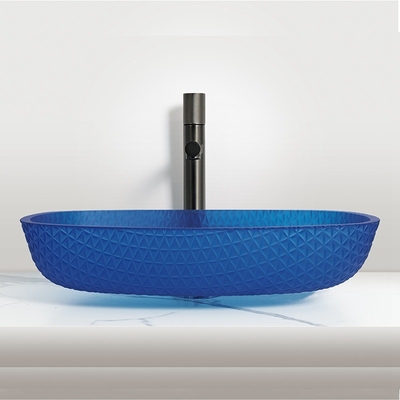 Bagno a forma di melone, risparmio resistente con buco di scarico da 1,75 pollici, acido matt blu.