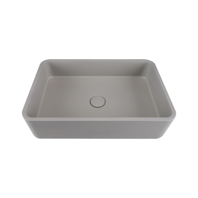Concreto grigio freddo con vasca di scarico montata sul bancone