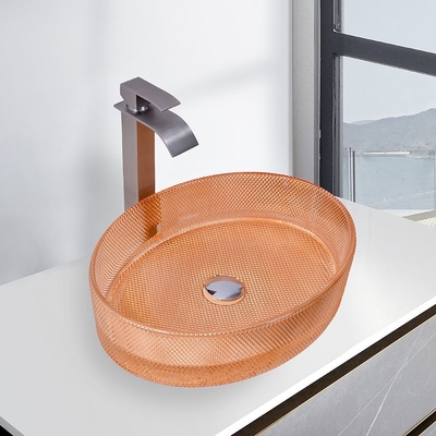 Vasche di vetro a forma ovale vasche da bagno di colore arancione vasche da bagno moderne