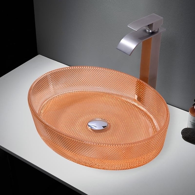 Vaso di vetro chiaro arancione 12 mm di spessore per bagni moderni