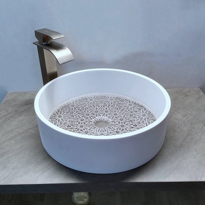 Bianco marmo bordo vetro trasparente fondo vetro lavandino vaschetta lavandino da tavolo