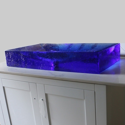 Bagno di vetro vetrato vasche da bagno colore blu cielo 40 kg pesante lavandini