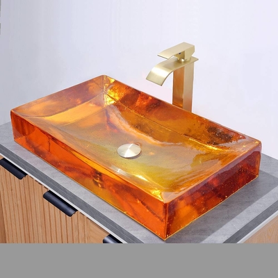 Nessun sovrafflusso Bagno vasche da bagno con rifiuti pop-up inclusi lavandino di vetro vetrato