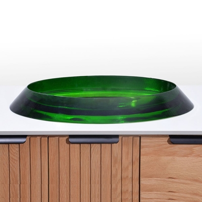 Semi-incorporati vasche di vetro vetrate ovali vasche di vetro verde vasca da lavaggio